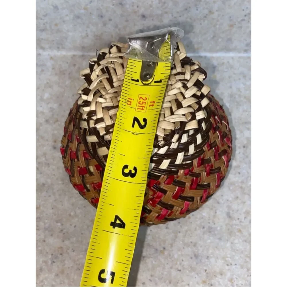Tarahumara Pot Basket Mini Handwoven Decorative Woven Vase in Brown and Red